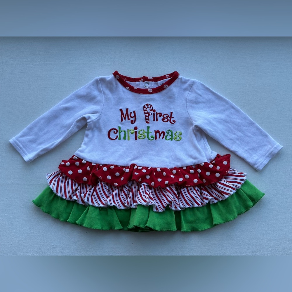 Cuddle Bear My First Christmas Ruffle Dress size 9 Months